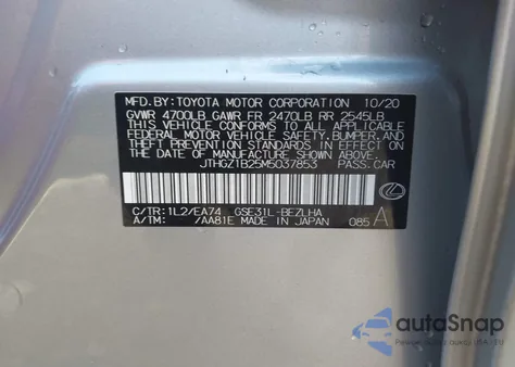 2021 Lexus Is 350 F Sport z USA, uszkodzony, nr VIN JTHGZ1B25M5037853